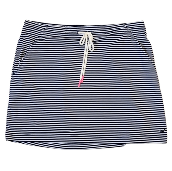 Vineyard Vines Dresses & Skirts - Vineyard Vines Navy Blue White Striped Skirt Drawstring Pull On Pockets Medium